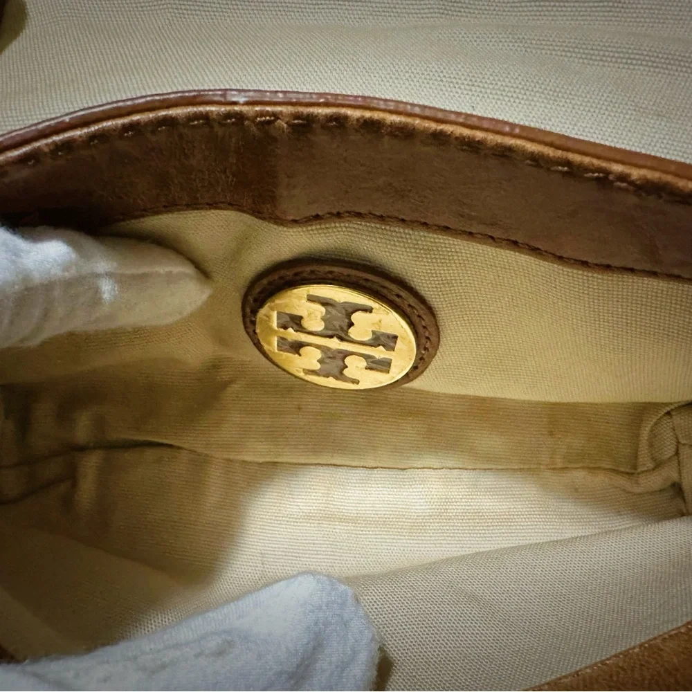 Vintage Tory Burch Brown leather Crossbody Bag with Gold Chain - Picture 9 of 14